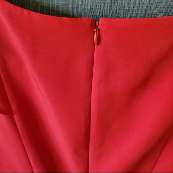 Milly Gather Short Sleeve Italian Cady Lipstick Red Mini Dress - Picture 8 of 10